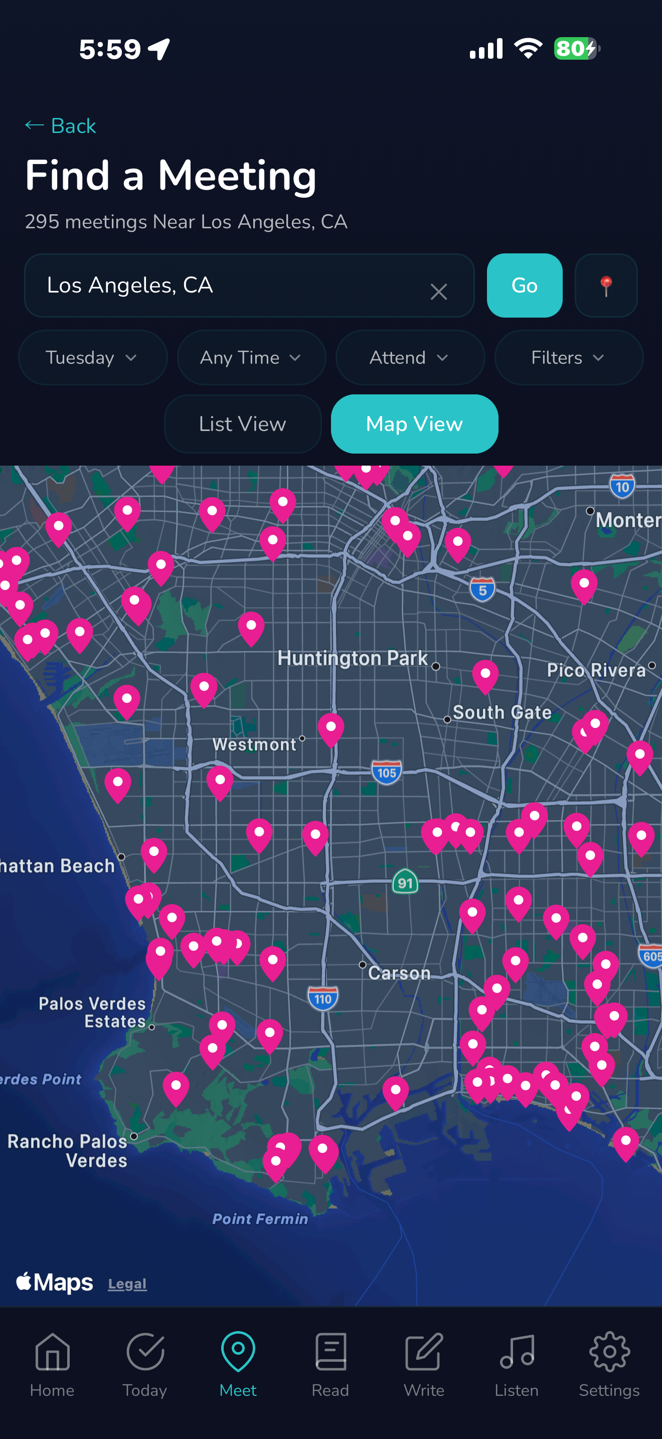 Meeting Finder map view