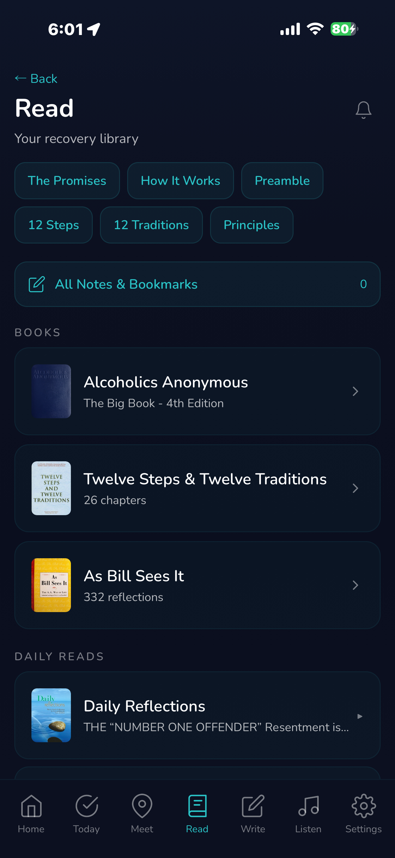 Recovery library with Big Book